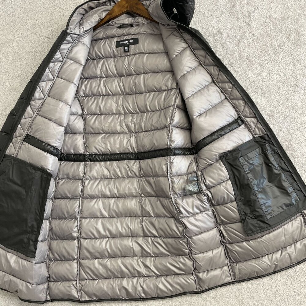 NEW Kenneth Cole New York Women's S Black Hooded Puffer Coat Polyester - Picture 11 of 12